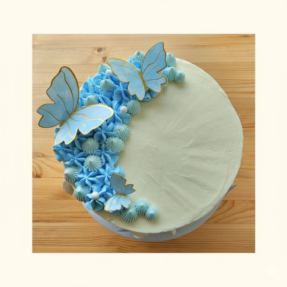 Celestial Blue Butterfly Cake