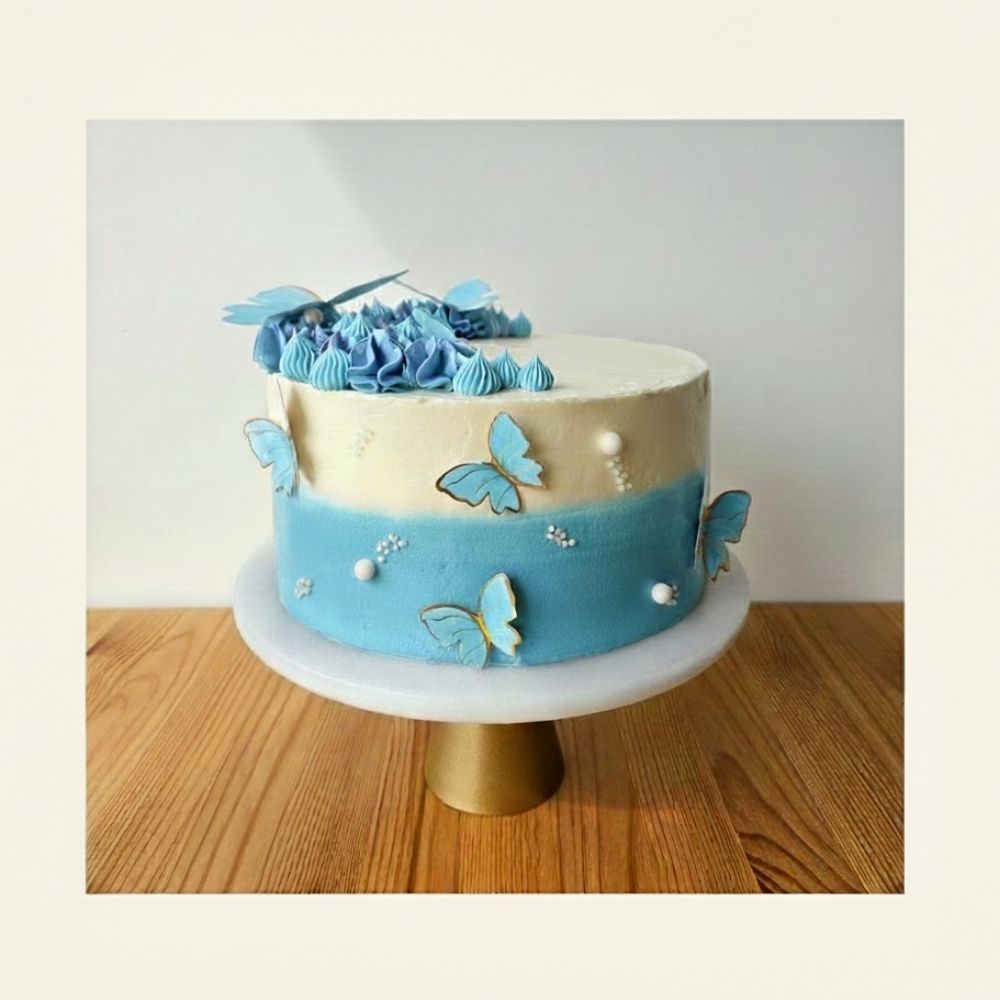 Celestial Blue Butterfly Cake