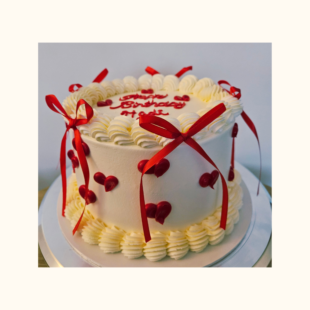 Red Bows & Hearts Celebration Cake
